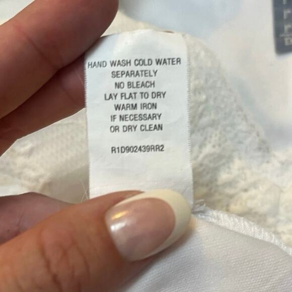 VTG Rabbit Rabbit Rabbit Designs White Dress Women's 14 Lace Elastic Waist - Picture 6 of 9